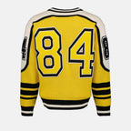 Dolce & Gabbana, Wool Cardigan, Men's Luxury Cardigan, Designer Knitwear, Crest Patch Cardigan