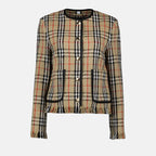Burberry, Women's Wool Cardigan, Plaid Cardigan, Luxury Fashion, High-End Knitwear