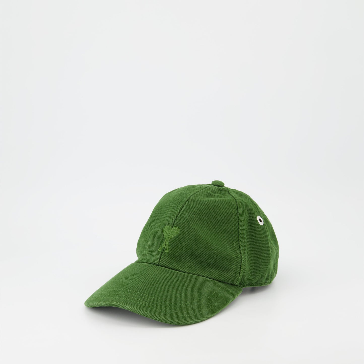 Green Ami de Coeur Cap, AMI Paris Cap, Luxury Headwear, Unisex Designer Cap, Elegant Accessories