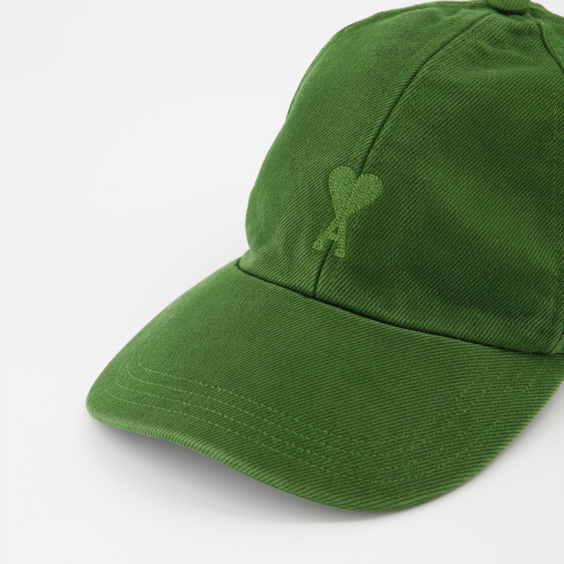 Green Ami de Coeur Cap, AMI Paris Cap, Luxury Headwear, Unisex Designer Cap, Elegant Accessories