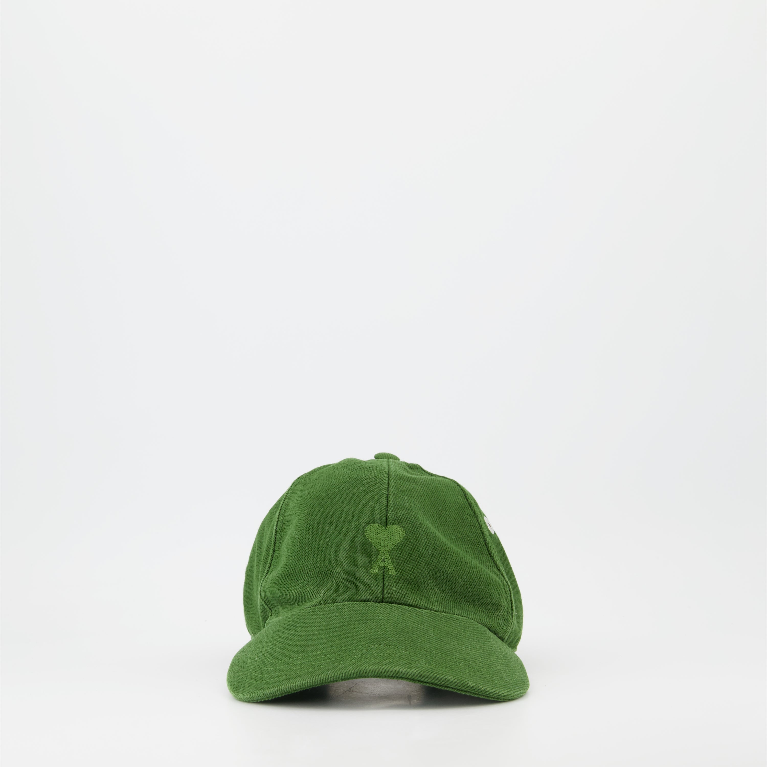 Green Ami de Coeur Cap, AMI Paris Cap, Luxury Headwear, Unisex Designer Cap, Elegant Accessories