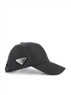Prada cap, Re-Nylon cap, sustainable accessories, adjustable cap, black nylon cap