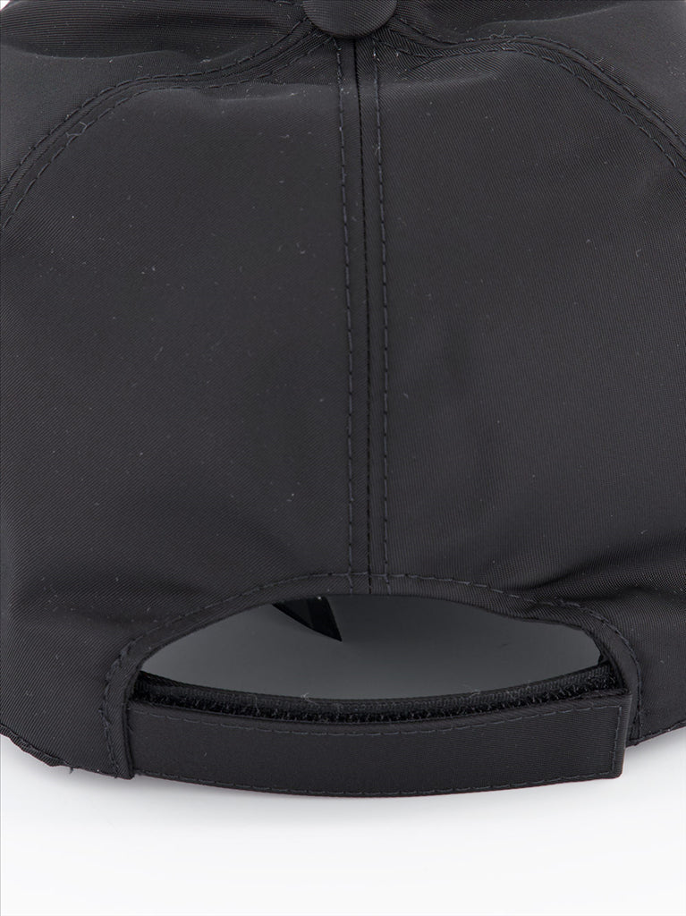 Prada cap, Re-Nylon cap, sustainable accessories, adjustable cap, black nylon cap