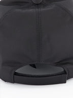 Prada cap, Re-Nylon cap, sustainable accessories, adjustable cap, black nylon cap