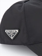 Prada cap, Re-Nylon cap, sustainable accessories, adjustable cap, black nylon cap