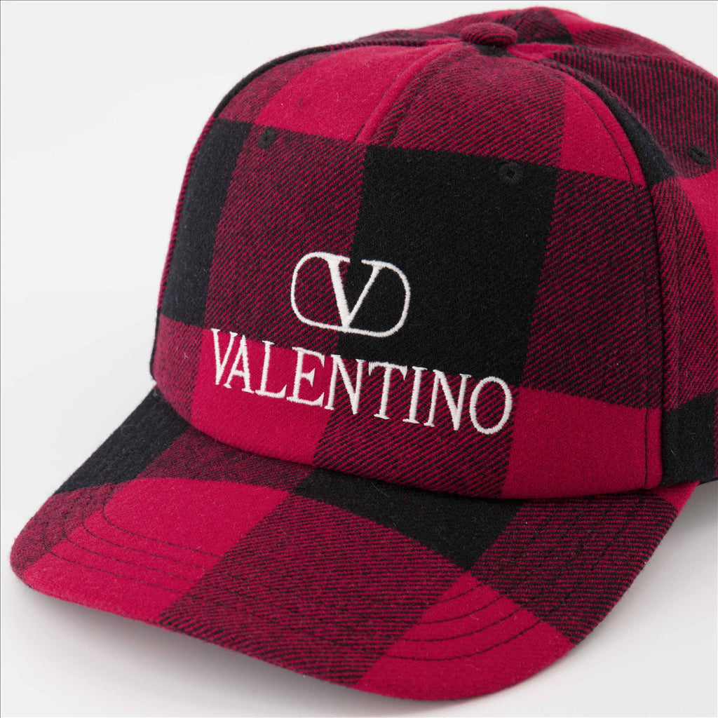 Valentino Cap, VLogo, Checkered, Luxury, Men's Accessory