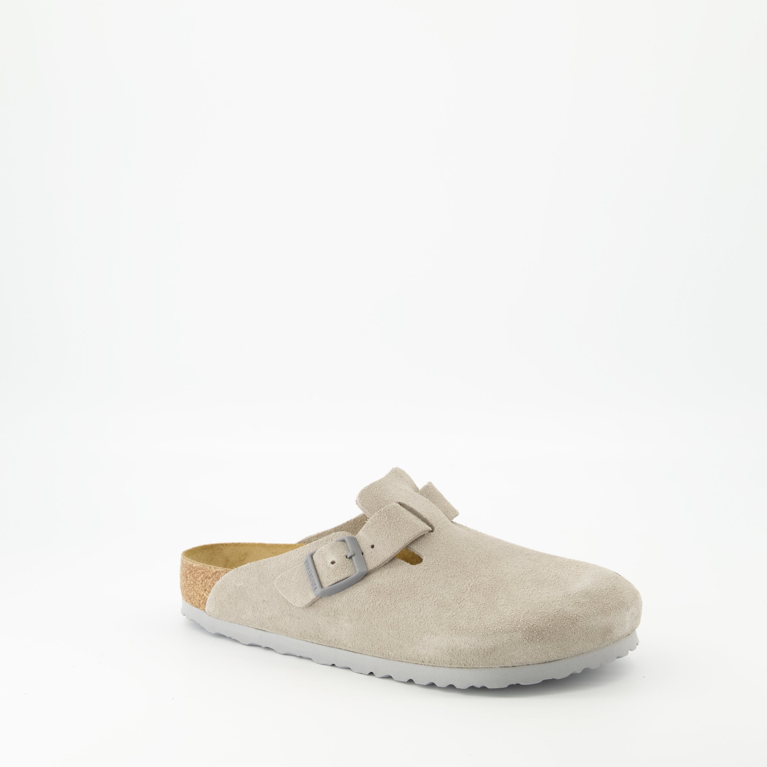 Boston Mules, Birkenstock, gray mules, comfortable footwear, nubuck leather