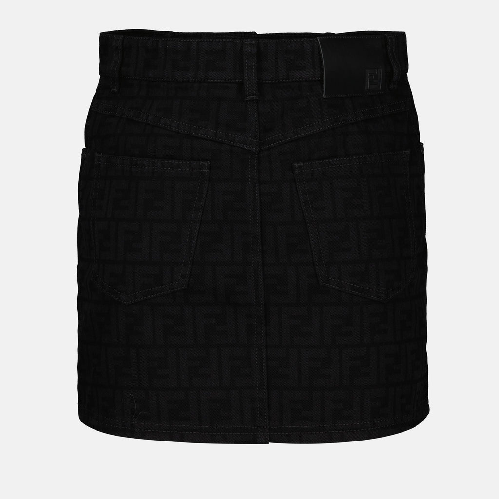 레이저 모티프 데님 미니스커트