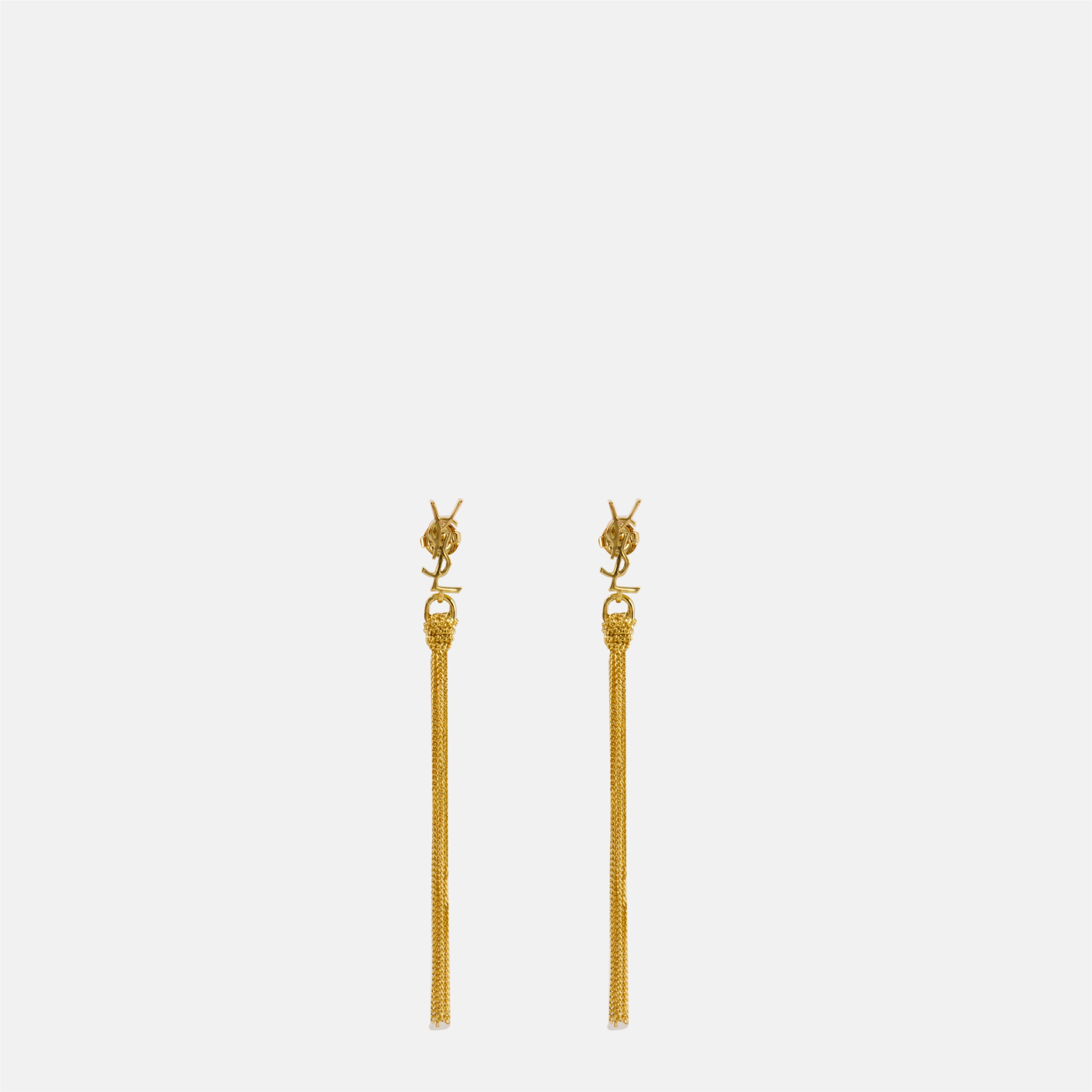 Cassandre earrings, Saint Laurent jewelry, gold earrings, elegant accessories, brass earrings