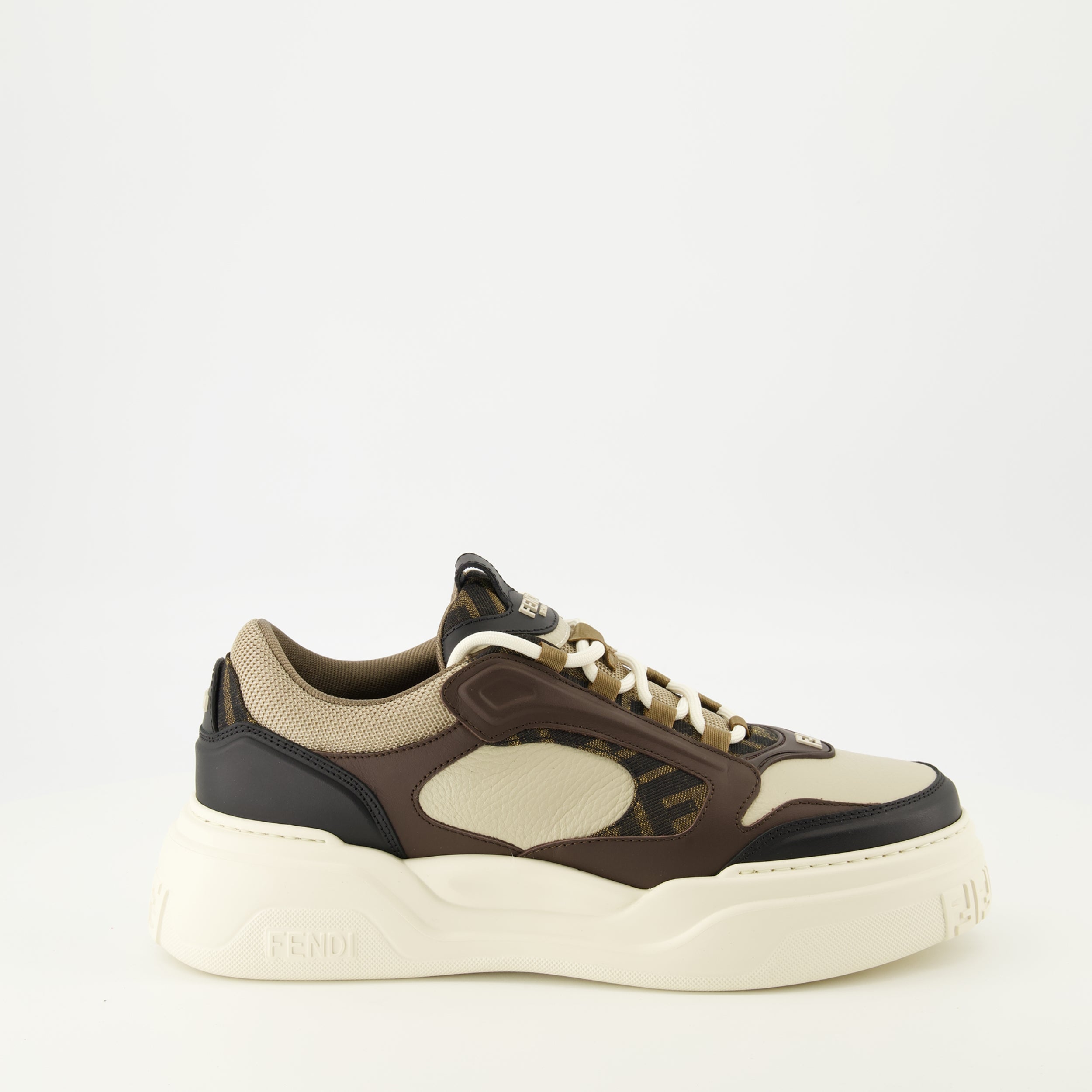 Fendi sneakers, brown sneakers, calf leather footwear, autumn winter collection, designer sneakers