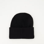 Image of Cotton Beanie with Black Logo by Moncler for Men - Season Autumn-Winter 2025 - Back View