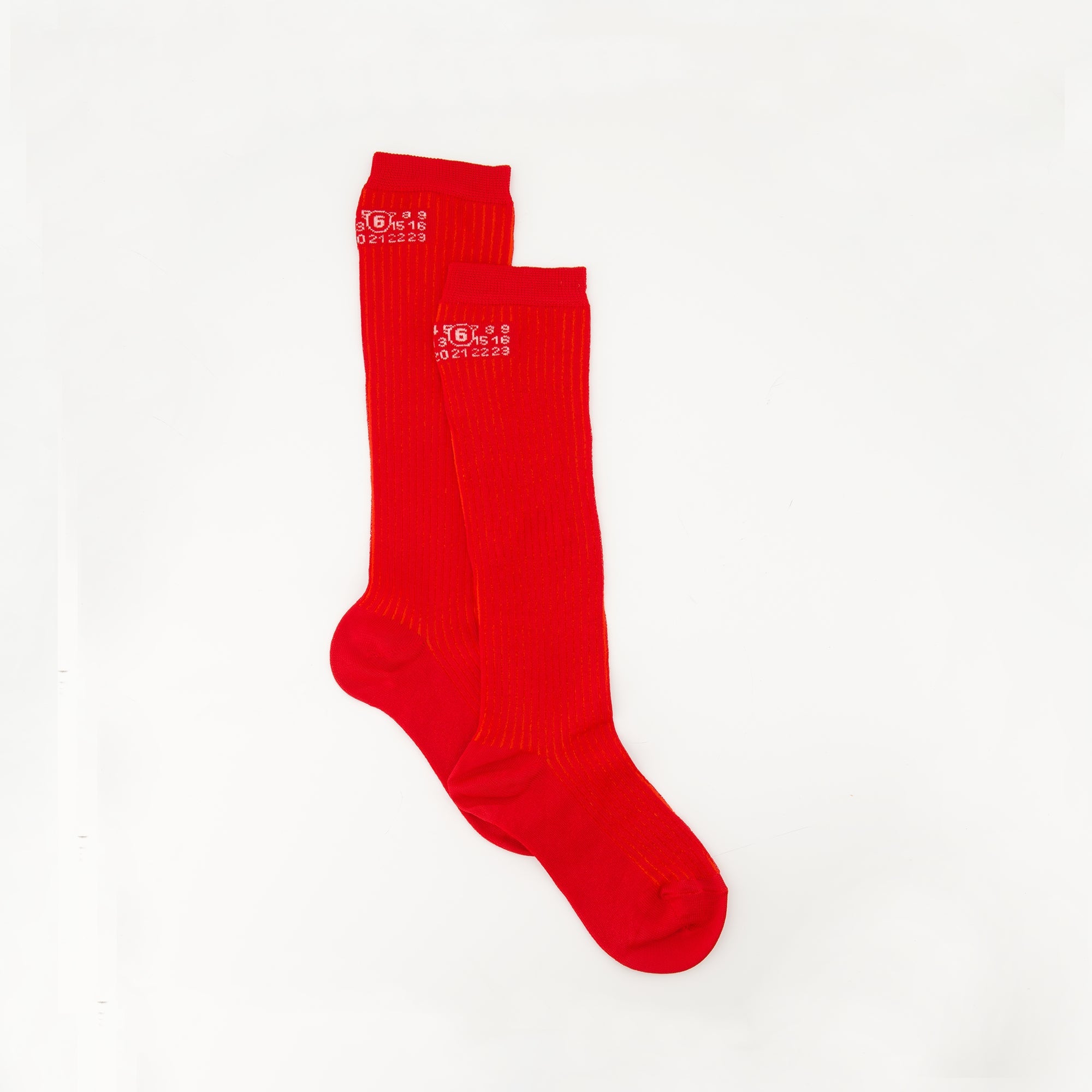 Numeric socks, MM6, red socks, ribbed viscose, slip-on design