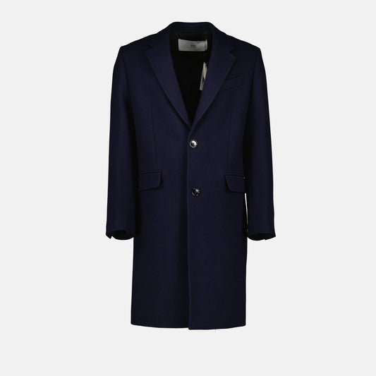 AMI Paris coat, navy wool coat, men's fashion, long coat, autumn-winter 2024