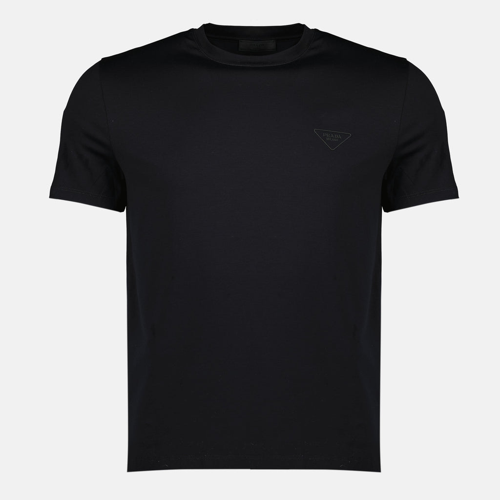 Prada t-shirt, black logo t-shirt, cotton t-shirt, men's fashion, Spring-Summer 2026 collection