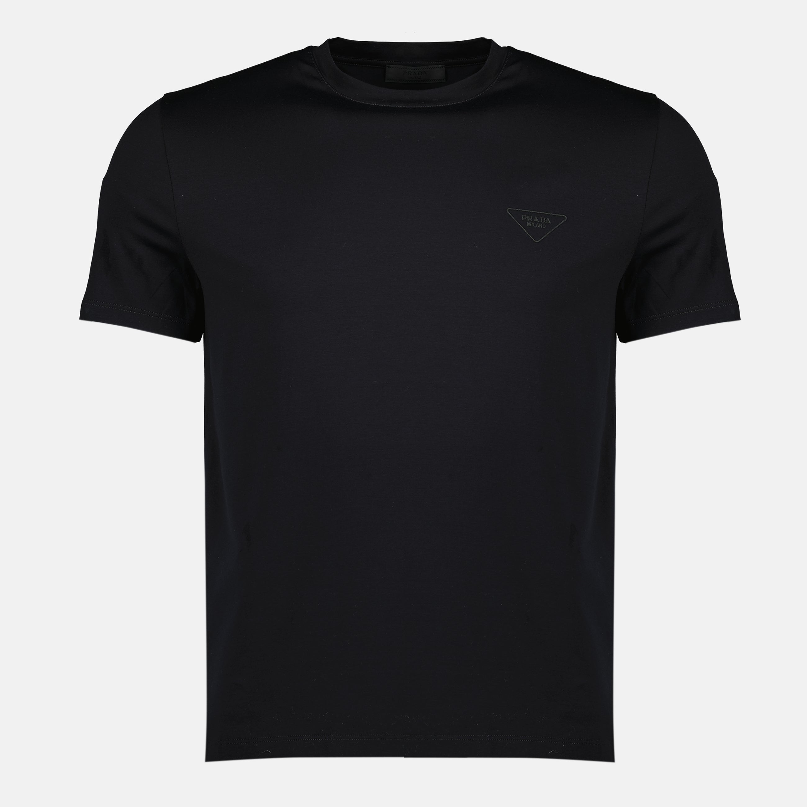Prada t-shirt, black logo t-shirt, cotton t-shirt, men's fashion, Spring-Summer 2026 collection