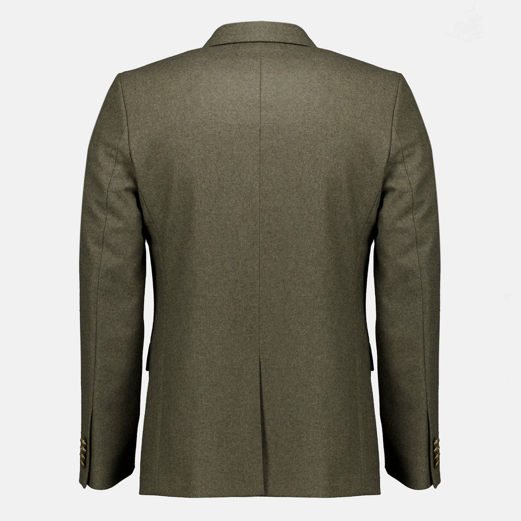 Khakifarbener Wollblazer mit zweireihigem Verschluss