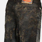 straight leg jeans, distressed denim, five-pocket design, embroidered detailing, black denim