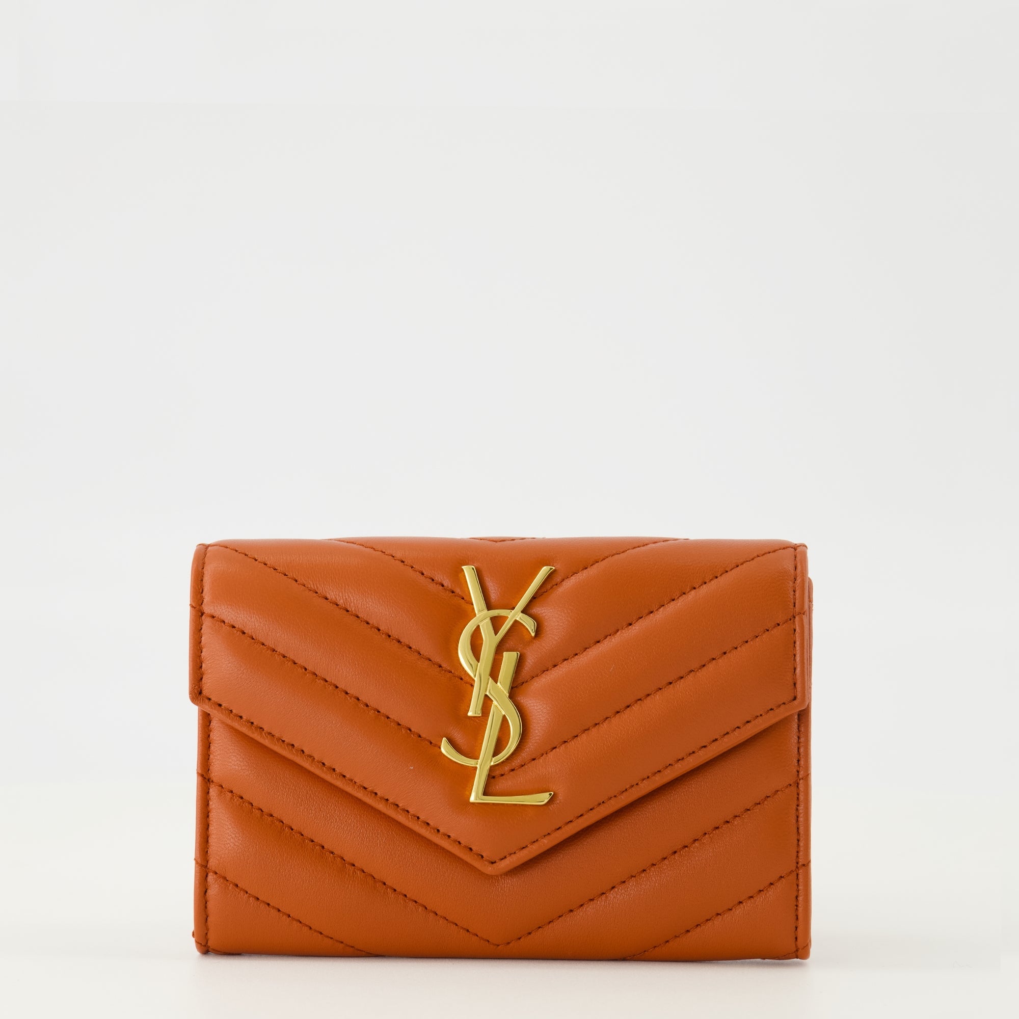 Cassandre Wallet, Saint Laurent Wallet, Orange Wallet, Chevron Design Wallet, Luxury Accessories