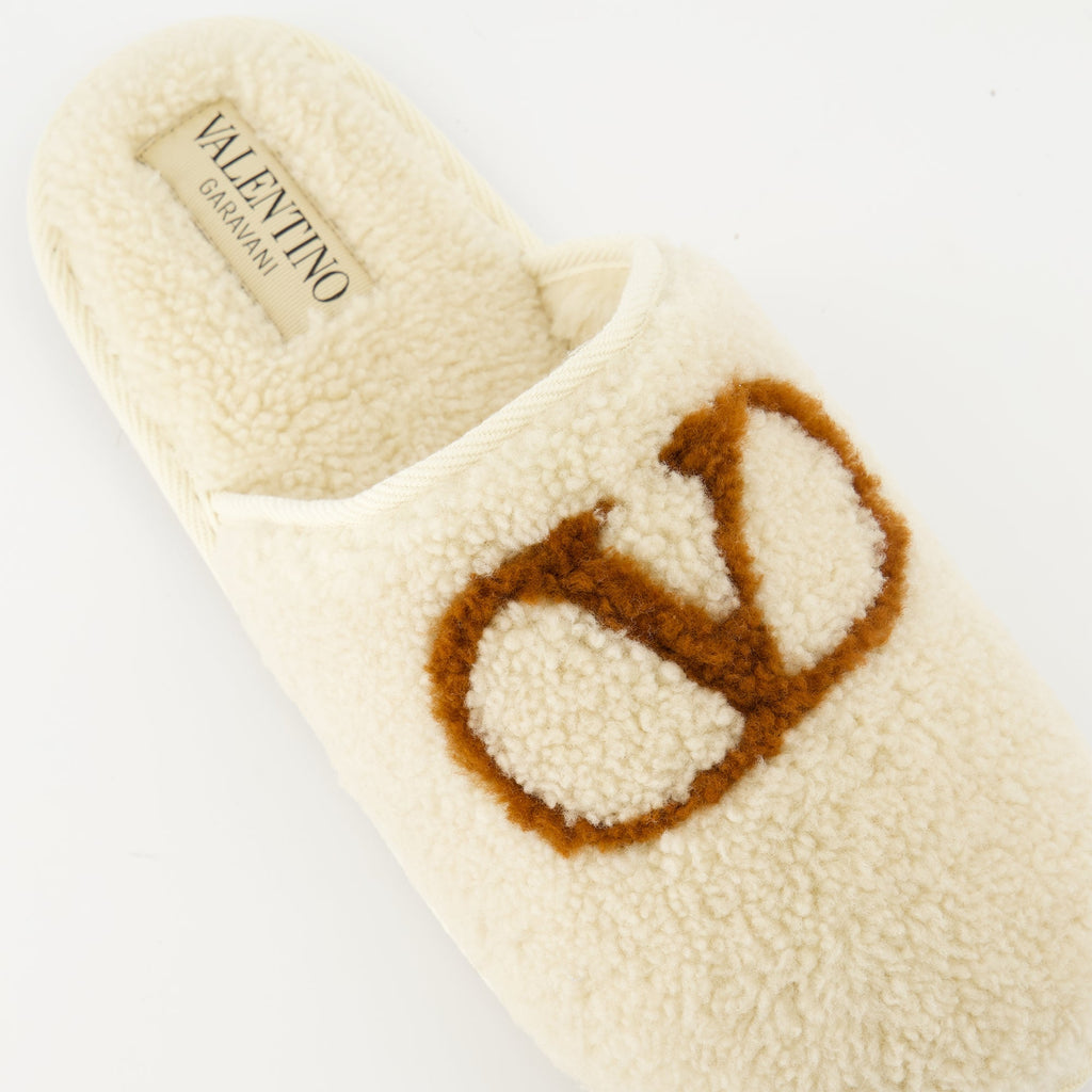 Valentino clogs, wool clogs, slip-on shoes, rubber sole clogs, VLogo clogs