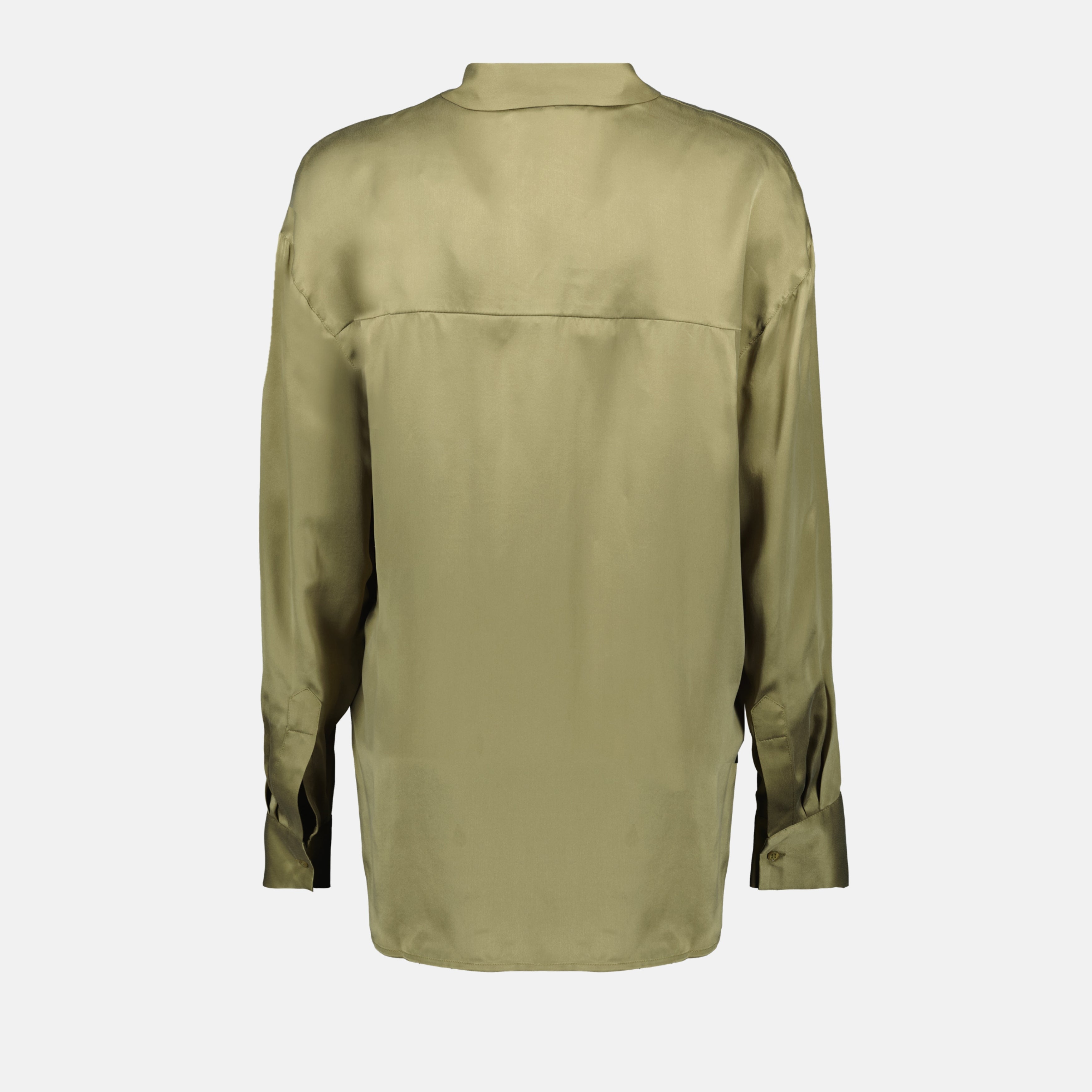 silk shirt, Iro, khaki shirt, women's fashion, elegant blouse