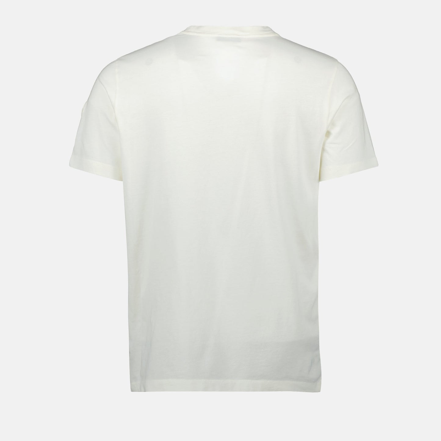 Moncler t-shirt, white logo tee, cotton t-shirt, casual wear, contemporary fashion