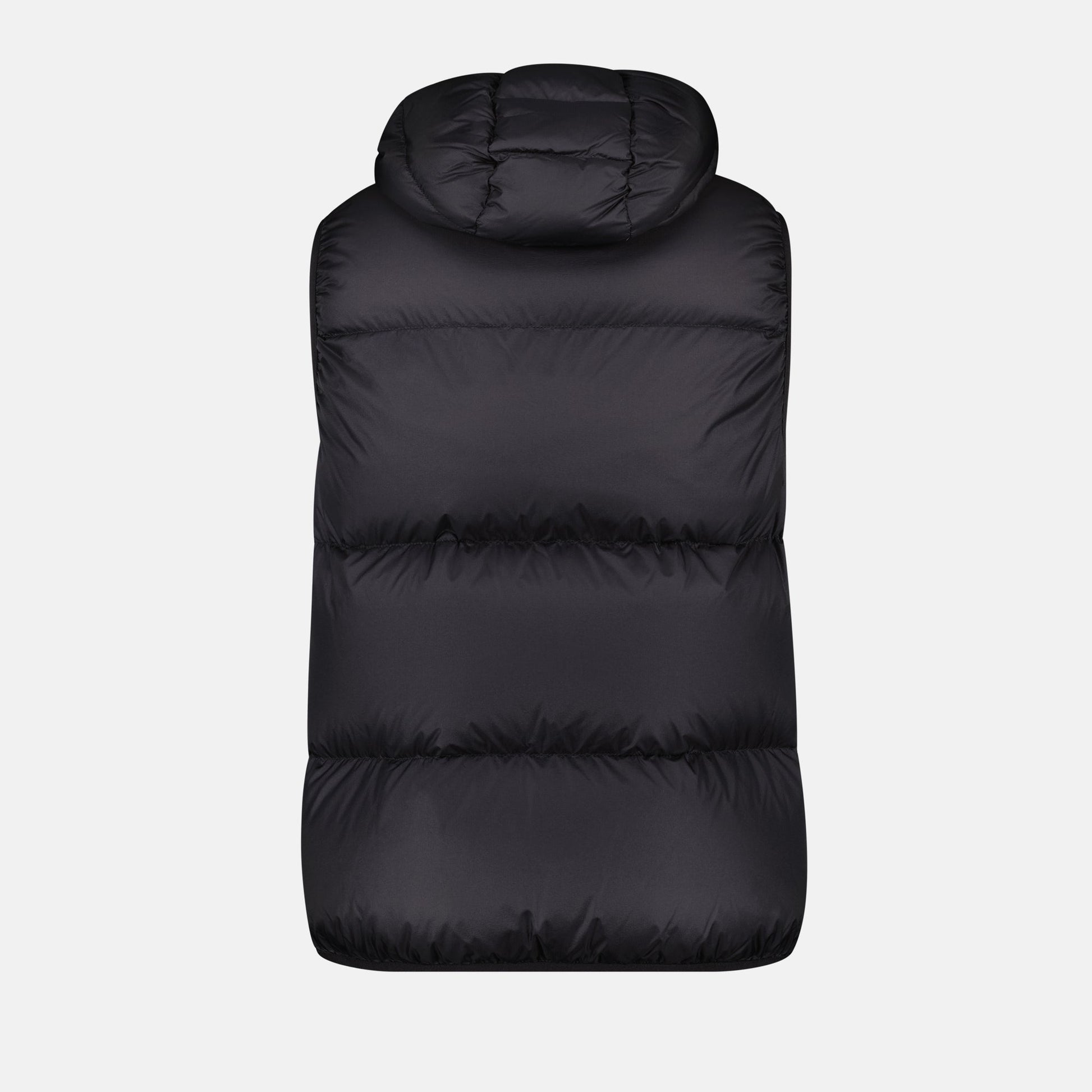 navy blue vest, Moncler vest, down filling vest, sleeveless outerwear, removable hood vest