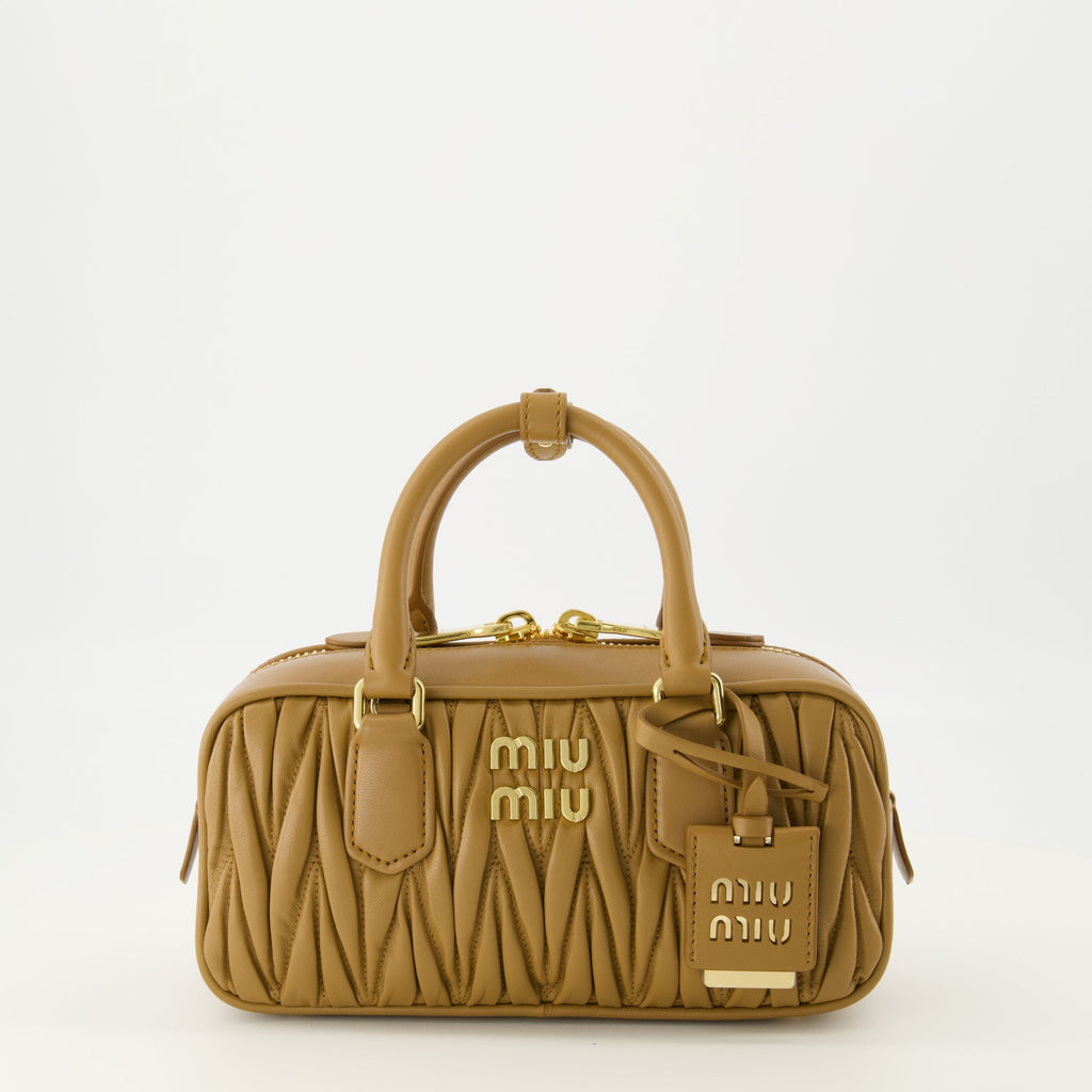Miu Miu handbag, quilted leather bag, brown handbag, luxury accessories, designer bags