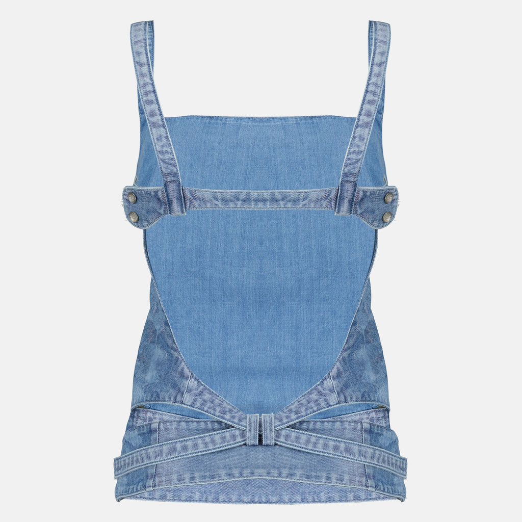 Top em Denim Satinado