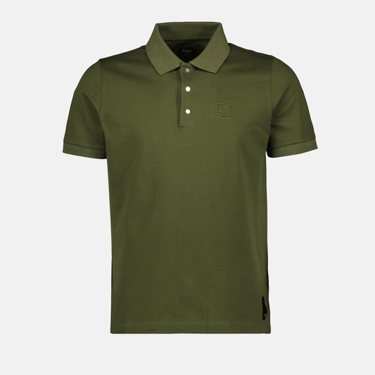 Cotton polo, green polo, Fendi collection, casual elegance, premium menswear