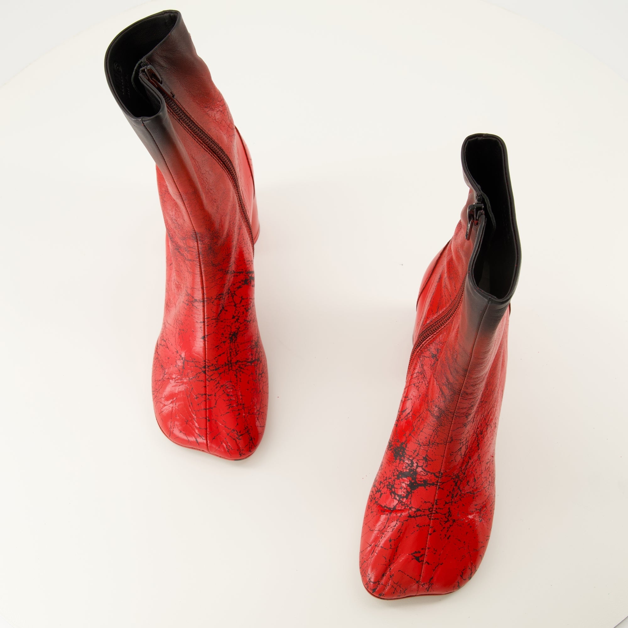 Anatomic Ankle Boots, MM6 footwear, red ankle boots, stylish boots, luxury footwear