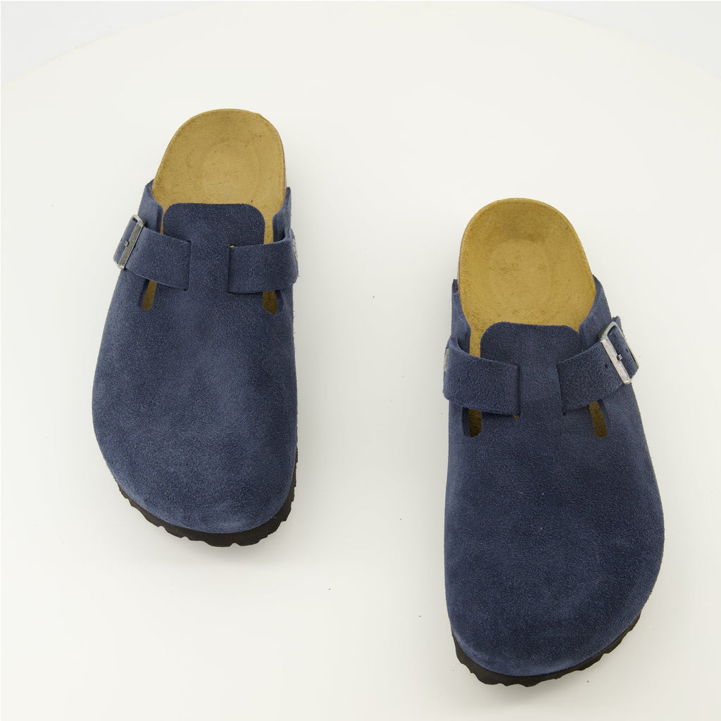 slip-on shoes, comfortable footwear, blue suede shoes, adjustable fit, molded sole