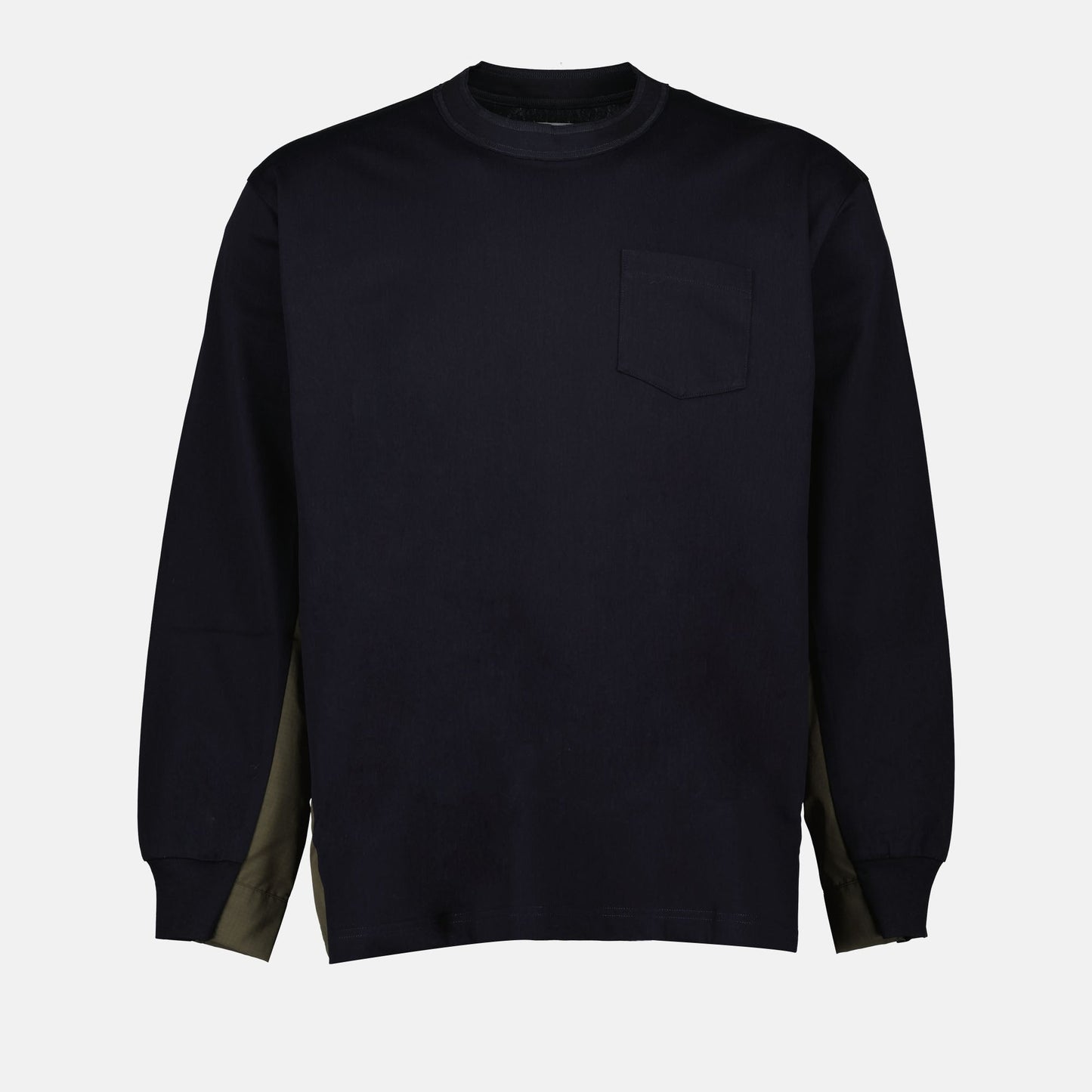 Bicolor T-Shirt, Sacai Autumn-Winter, Long Sleeve T-Shirt, Luxury Ready-to-Wear, Cotton Jersey Top