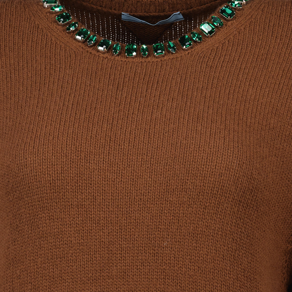 Image of Brown Cashmere and Wool Sweater by Prada for Women - Season Spring-Summer 2026 - Detail View 2