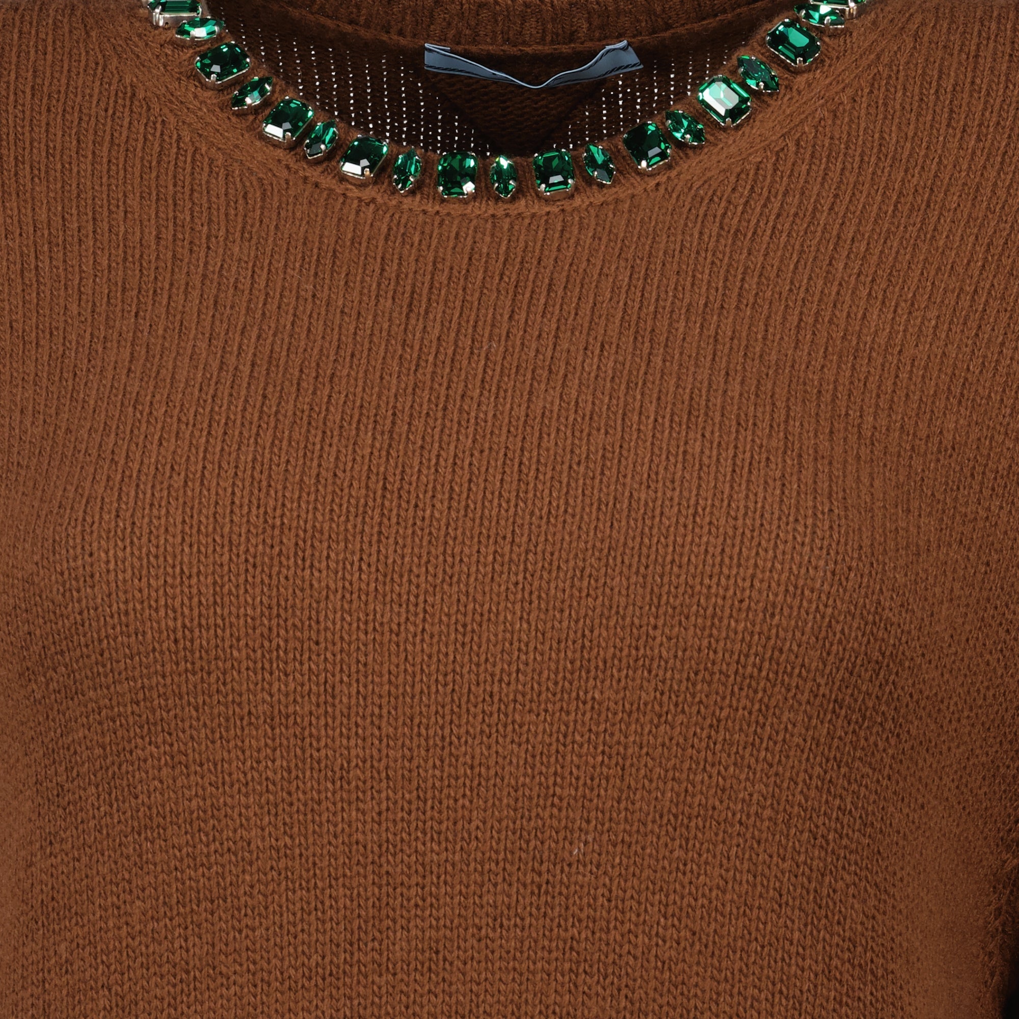 Image of Brown Cashmere and Wool Sweater by Prada for Women - Season Spring-Summer 2026 - Detail View 2