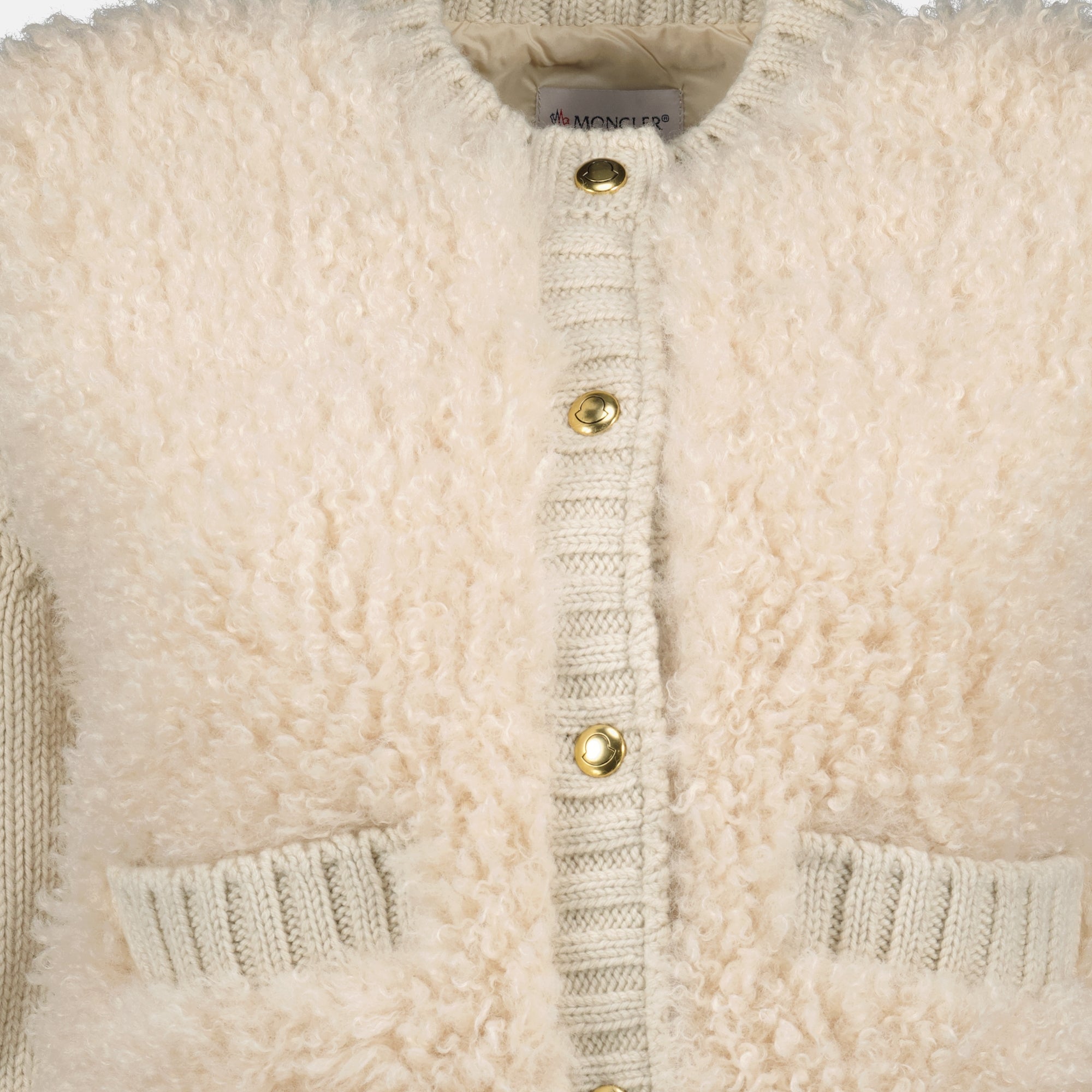 Moncler cardigan, beige teddy cardigan, women's wool cardigan, Autumn-Winter 2025 collection, luxury fashion
