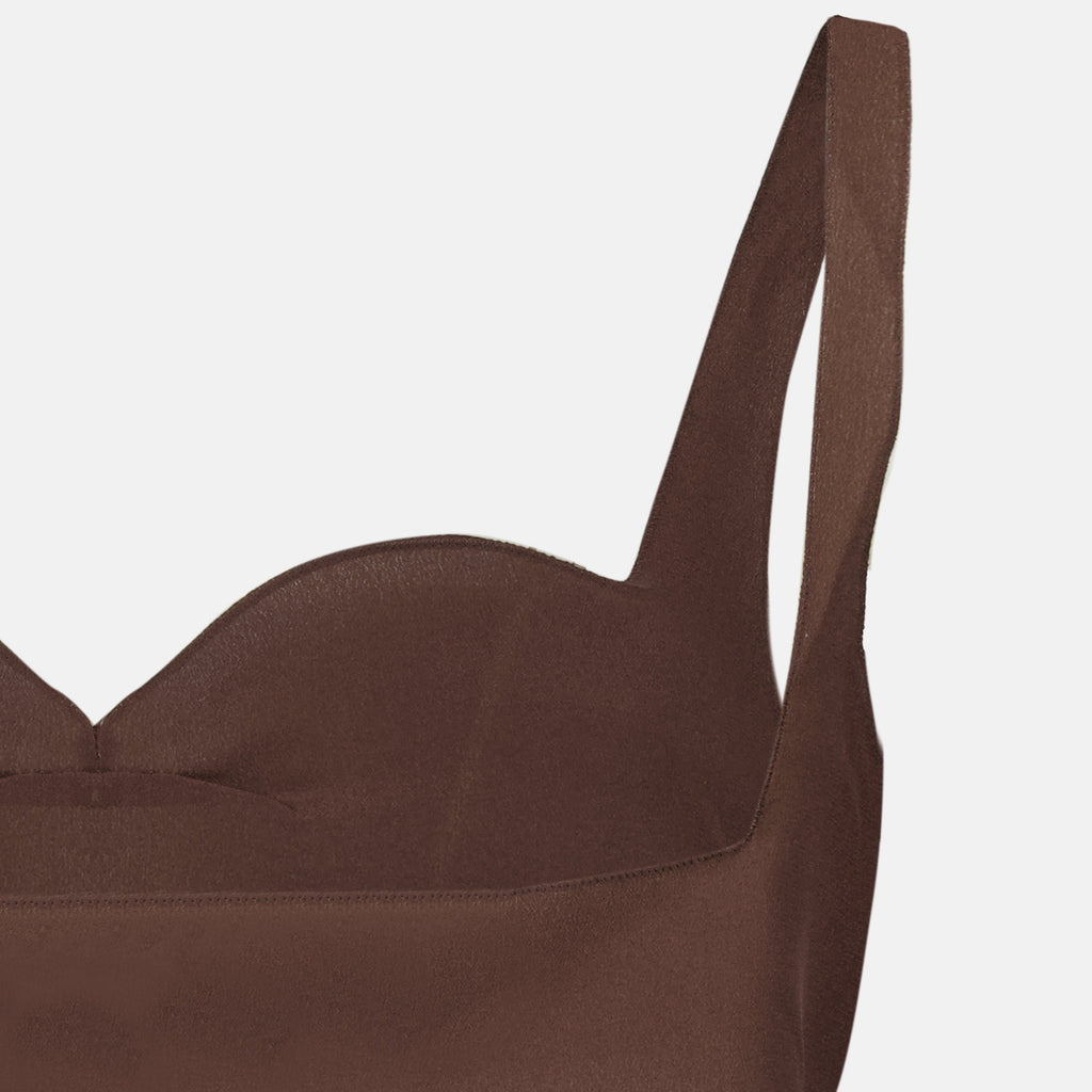 Bilde av brun Crepe de Chine-top fra Prada for kvinner - Sesong Vår-Sommer 2026 - Detaljvinkel 1