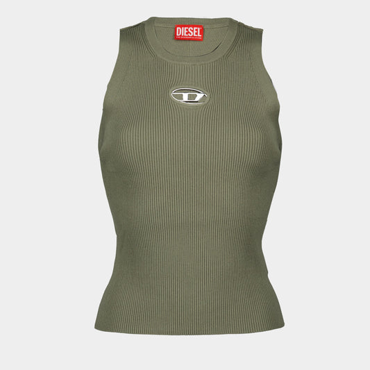 Diesel M-Caddix, ribbed top, khaki fashion, sleeveless design, cut-out logo