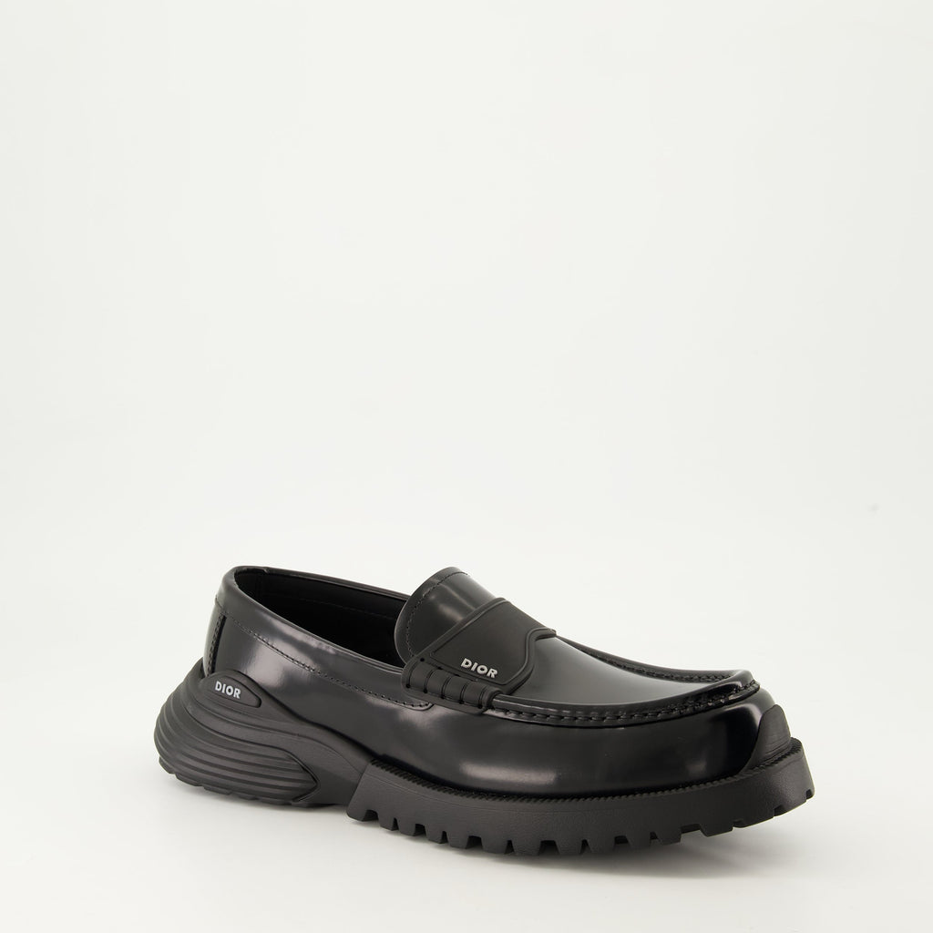 combat moccasins, glossy leather shoes, men's footwear, autumn-winter shoes, almond toe moccasins