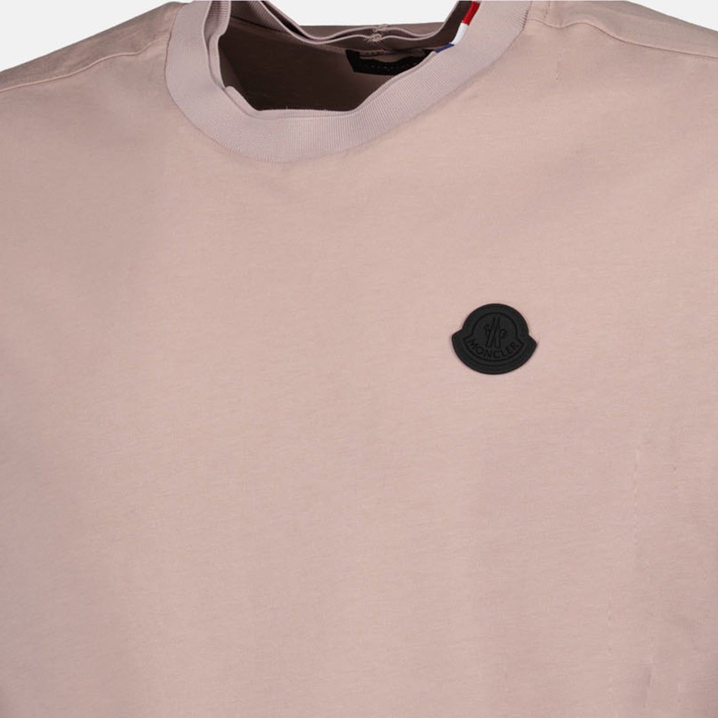 Moncler T-shirt, powder pink T-shirt, logo T-shirt, luxury casual wear, Moncler Autumn-Winter 2024