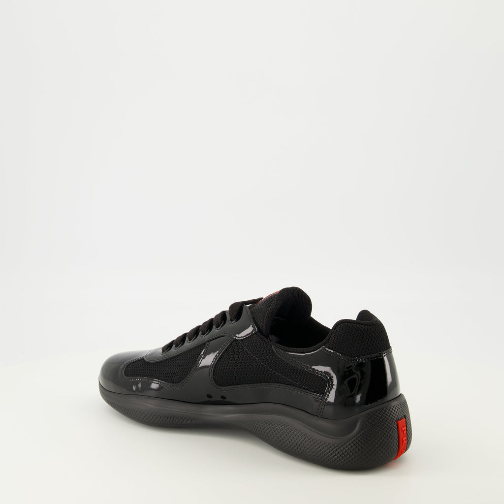 Prada sneakers, black calfskin shoes, sporty footwear, luxury lifestyle, designer sneakers
