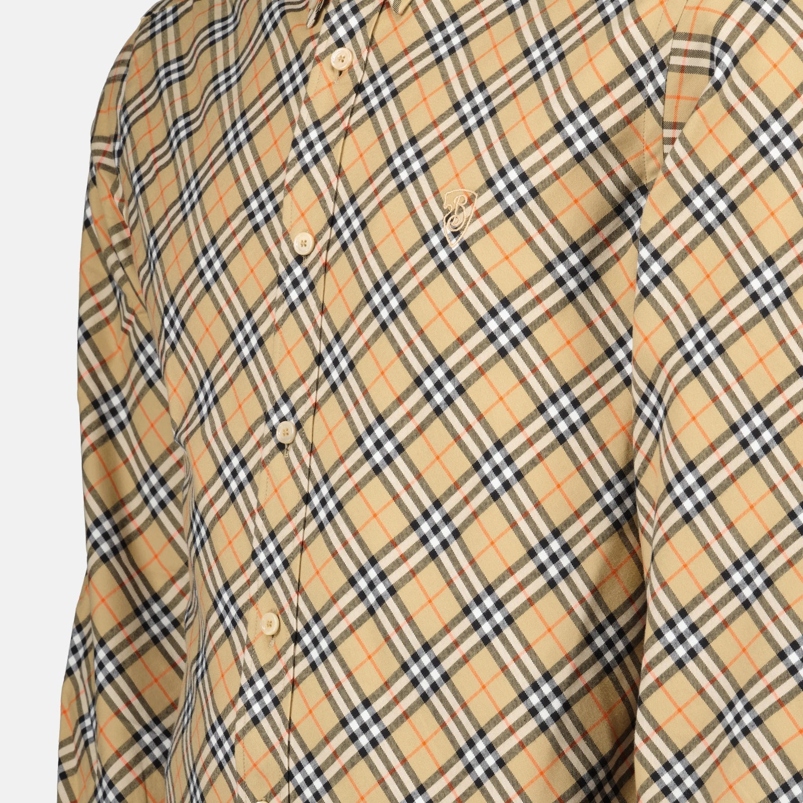 Beige Plaid Shirt, Check Shirt, Burberry Shirt, Cotton Shirt, Plaid Print Shirt