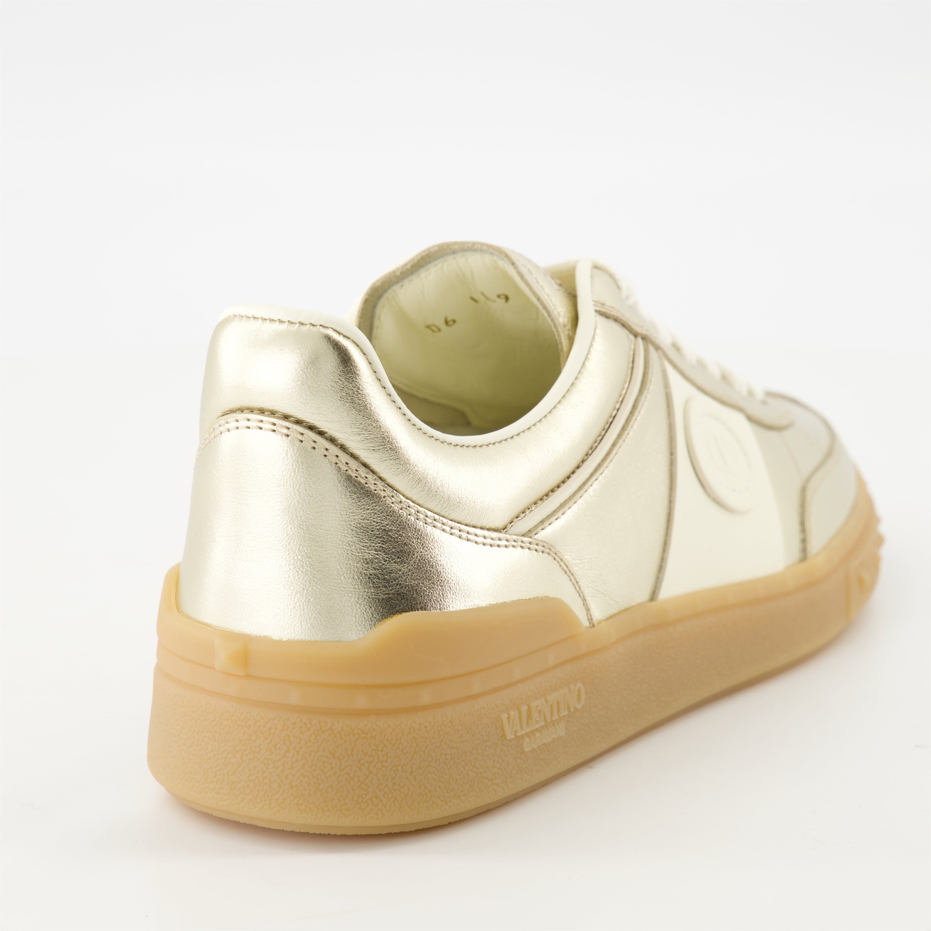 UpVillage Sneakers, Valentino Garavani, metallic gold sneakers, textured leather shoes, contemporary footwear