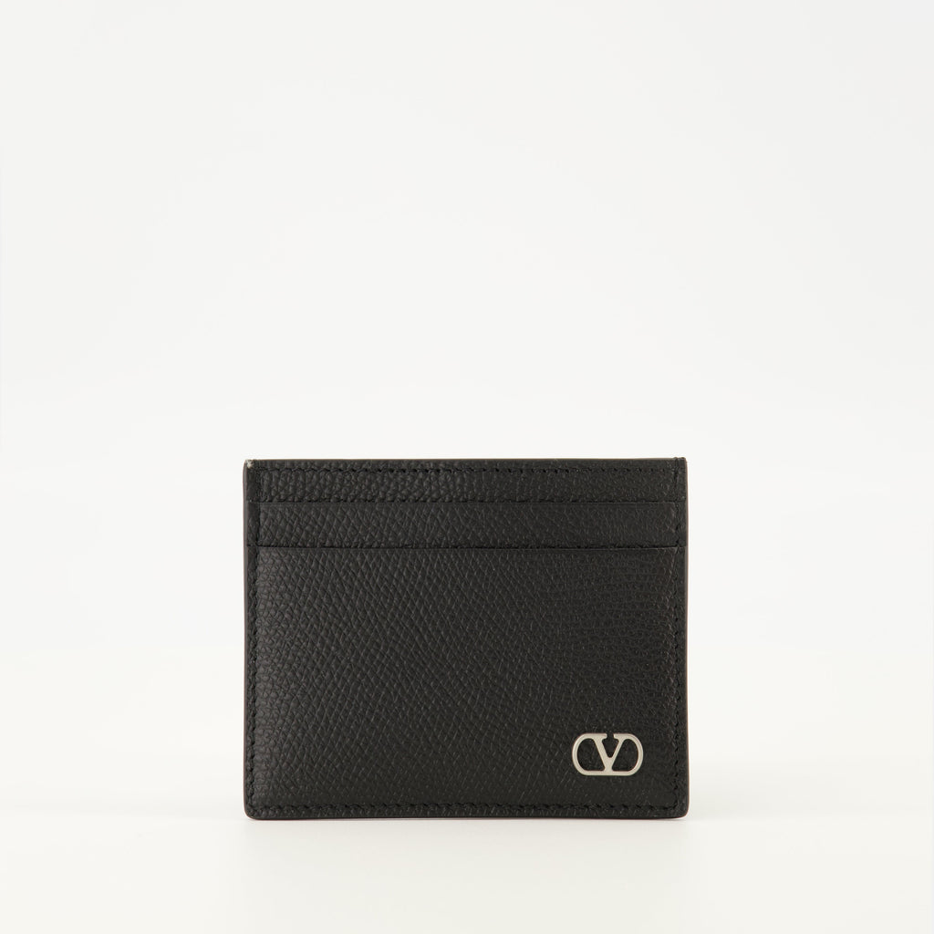 VLogo card holder, Valentino accessories, leather card holder, luxury card holder, grained leather wallet