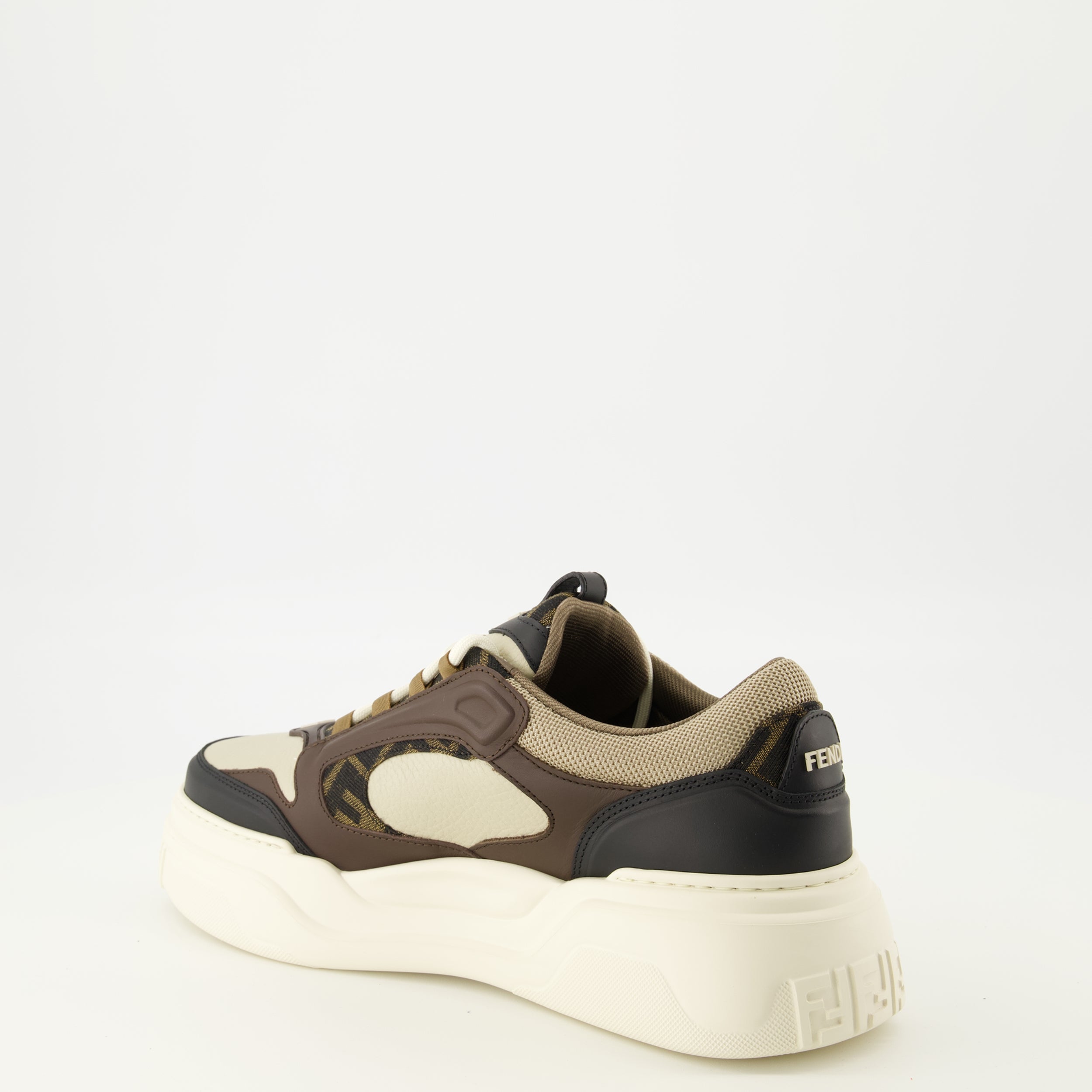 Fendi sneakers, brown sneakers, calf leather footwear, autumn winter collection, designer sneakers