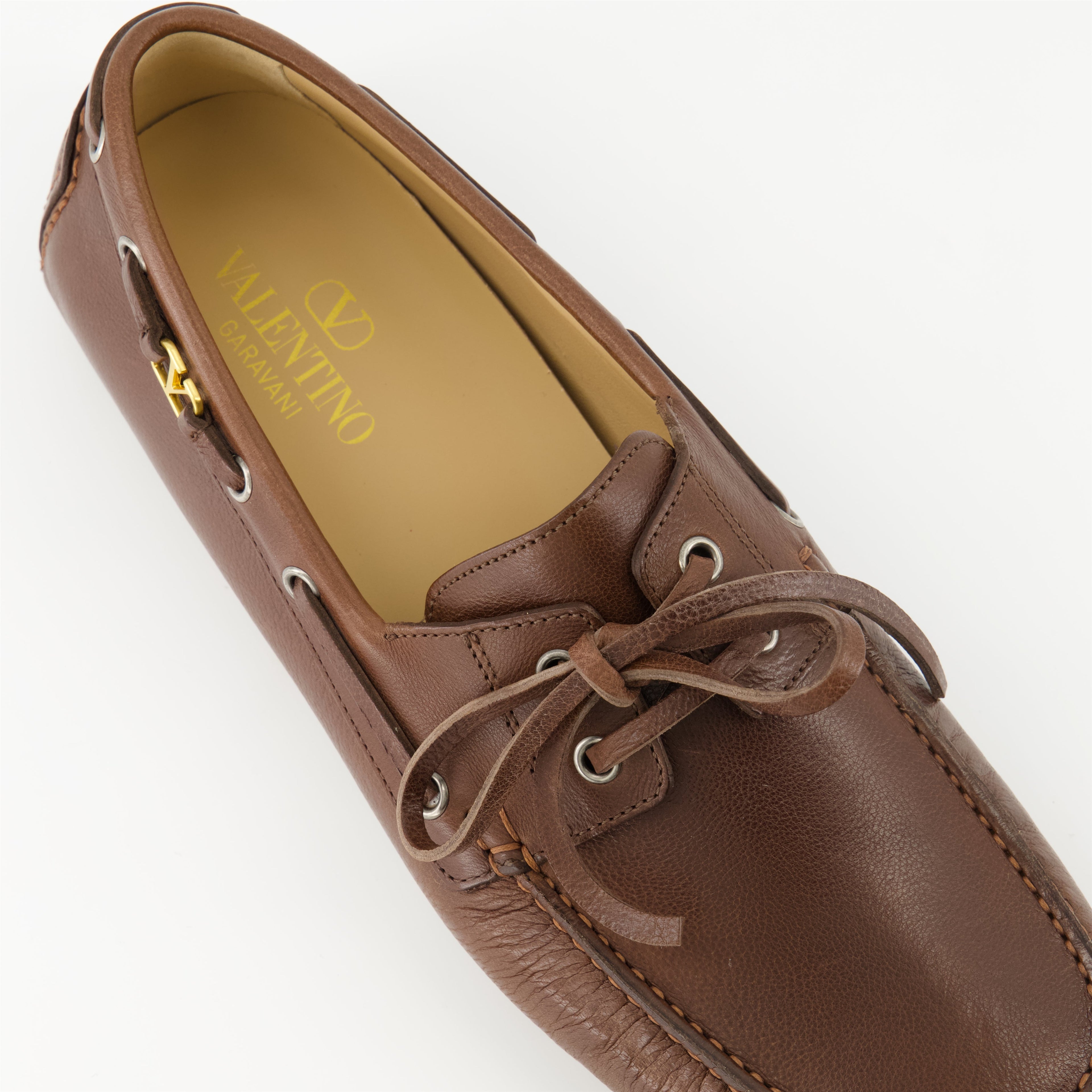 moccasins, brown leather shoes, luxury footwear, driver moccasins, VLogo Signature