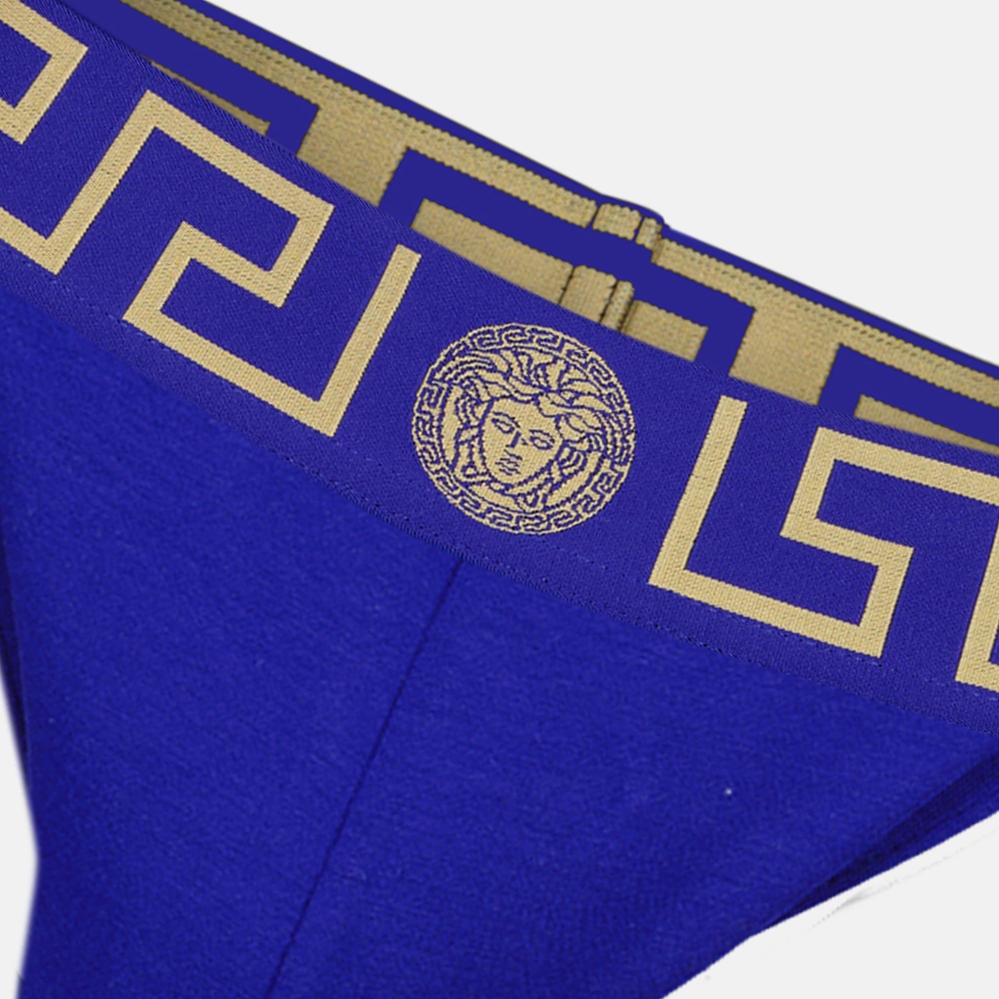 Medusa Greca, blue jockstrap, Versace underwear, Fall-Winter 2024, cotton elastane blend