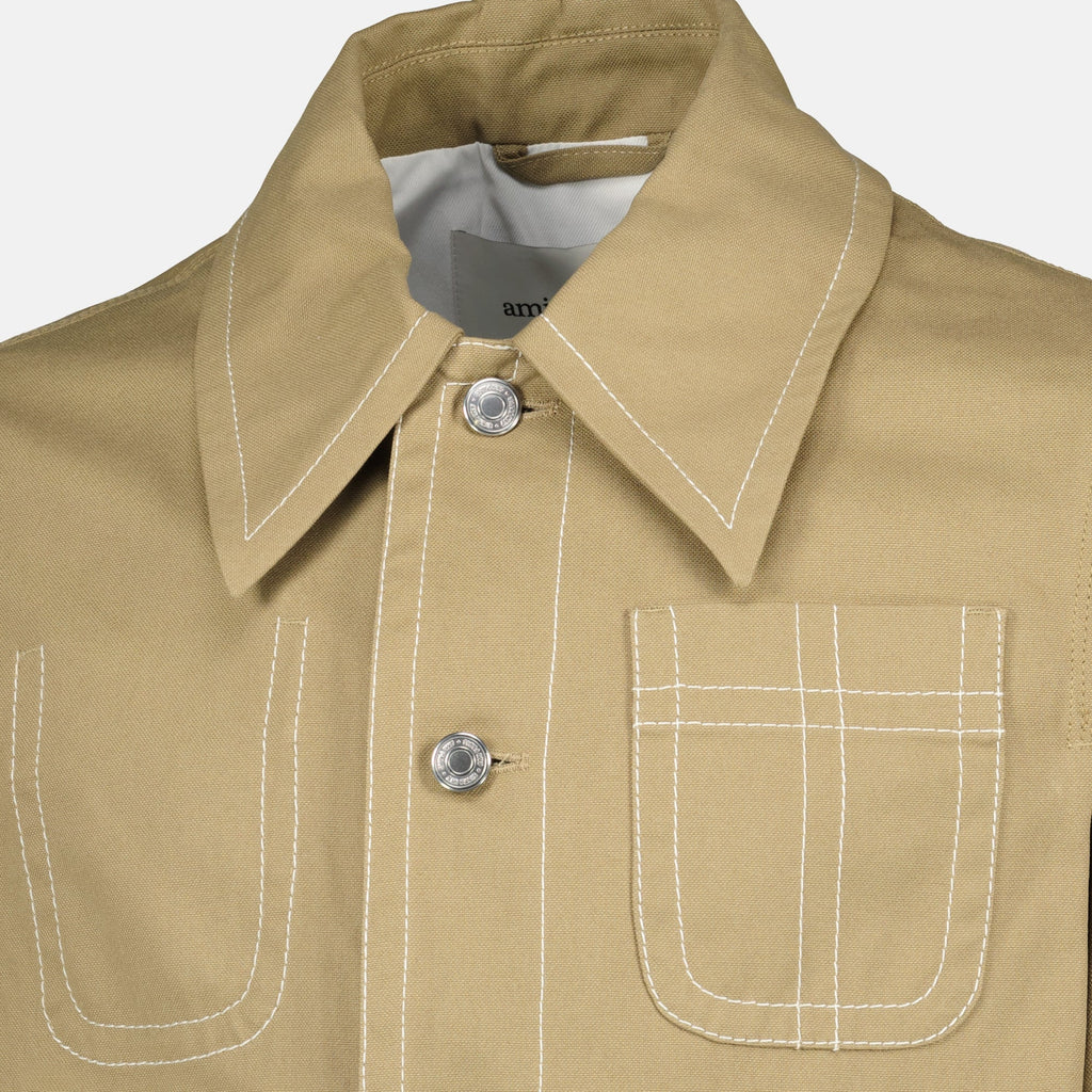 Bild der Worker beige Jacke von Ami PARIS für Unisex - Saison Frühling-Sommer 2026 - Detailansicht 1