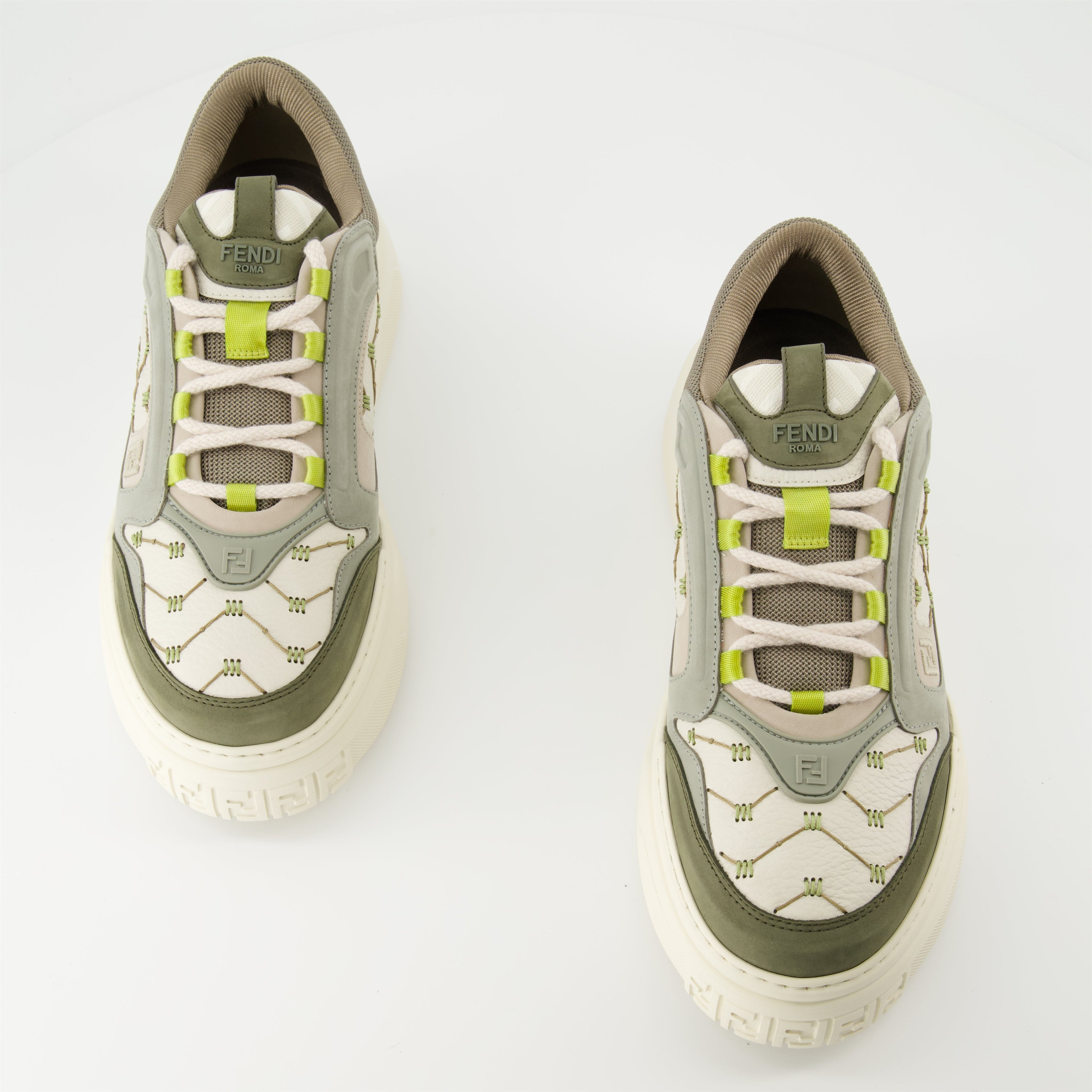Fendi Force Sneakers, Green Sneakers, Luxury Sneakers, Grained Leather Sneakers, Summer Footwear