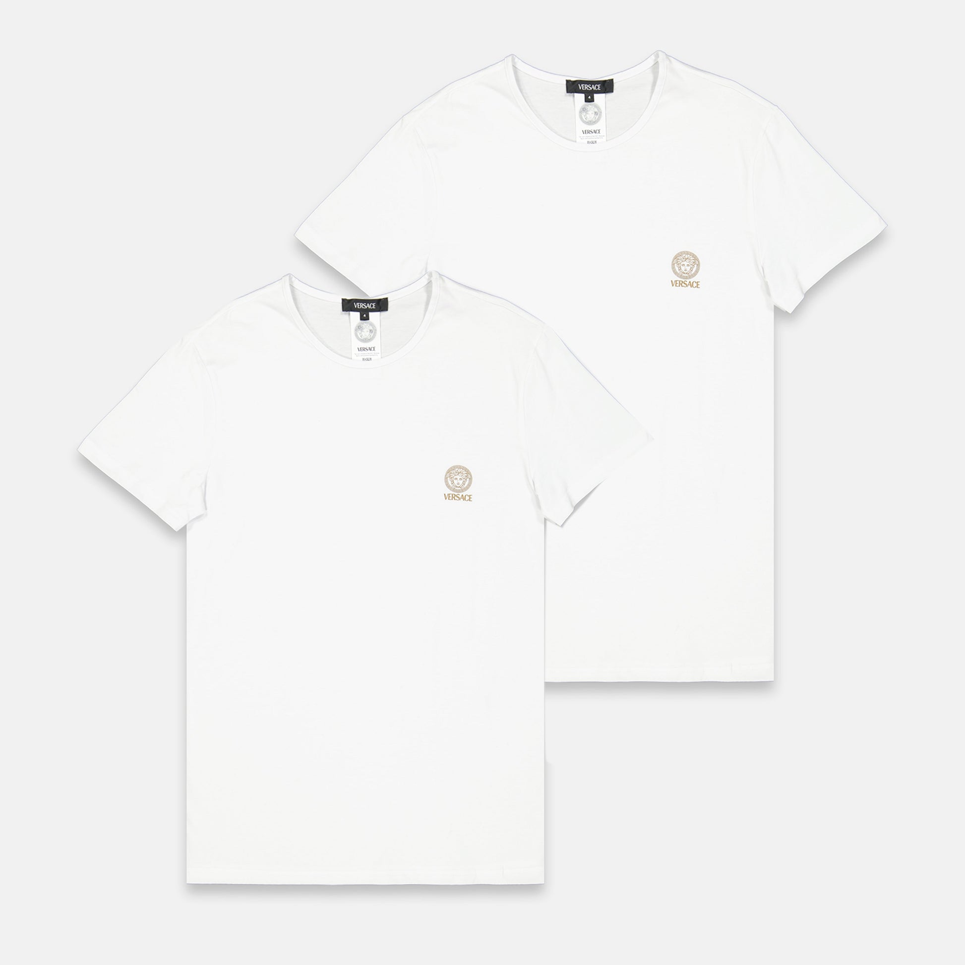 Versace Medusa, white body tee, cotton elastane tee, Versace logo tee, men's essential wear