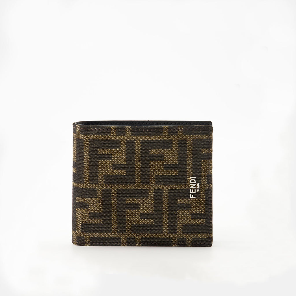 Fendi wallet, jacquard wallet, brown leather wallet, luxury accessories, wallet with card slots